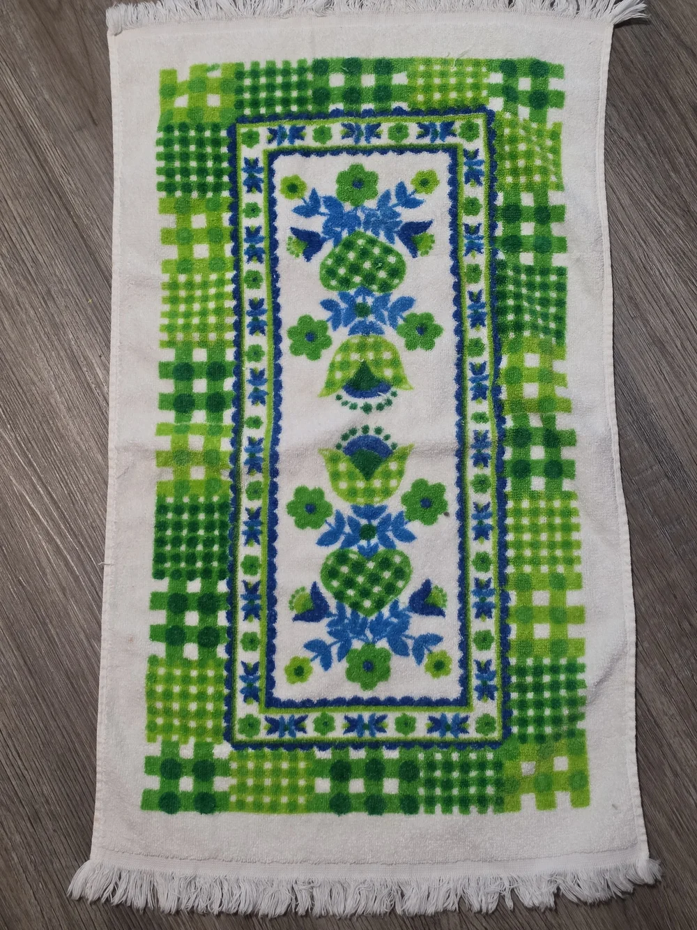 Vintage Floral Green & Blue Decorative Hand Kitchen Towel